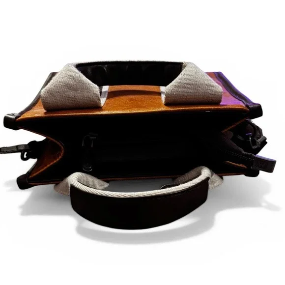 Wrangler Brown Mini Tote Crossbody Bag Logo Striped Western Purse - Picture 5 of 6